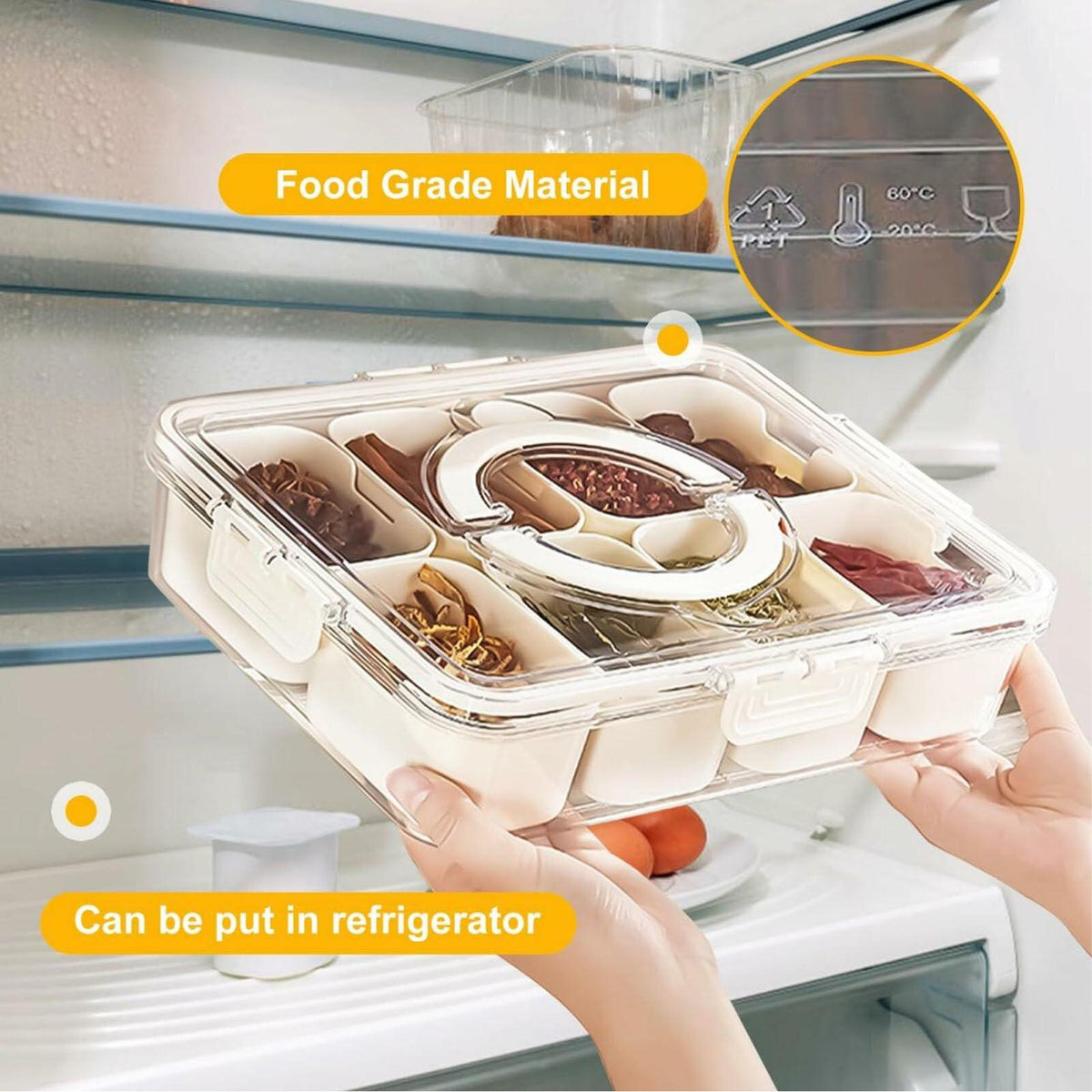 SIXRUN Condiment Serving Tray 8 Compartments Plastic Small White