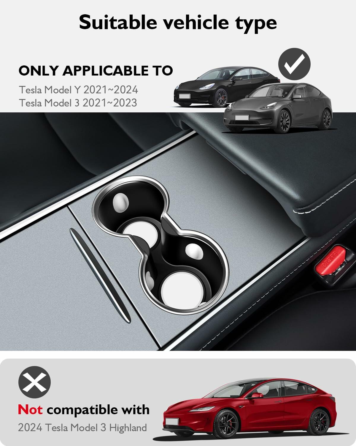 Inserto de portavasos SUMK para Tesla Model Y 2024 2025 y Model 3 2021-2023, color blanco