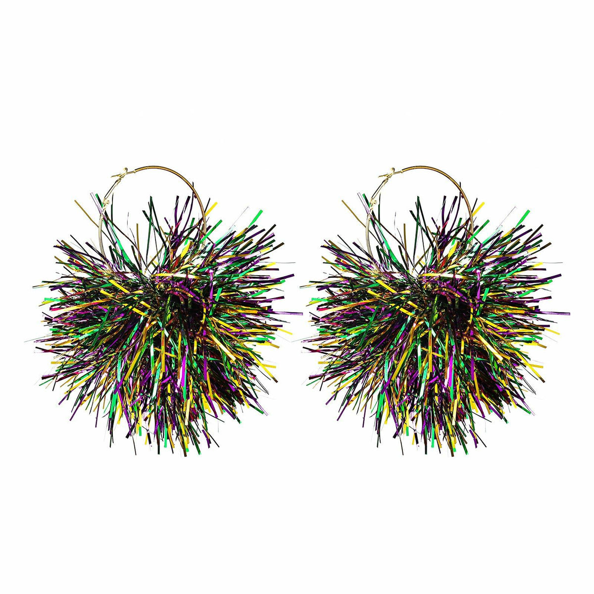 CHUU YUNG Colorful Mardi Gras Carnival Tassel Acrylic Heart Hoop Earrings Style