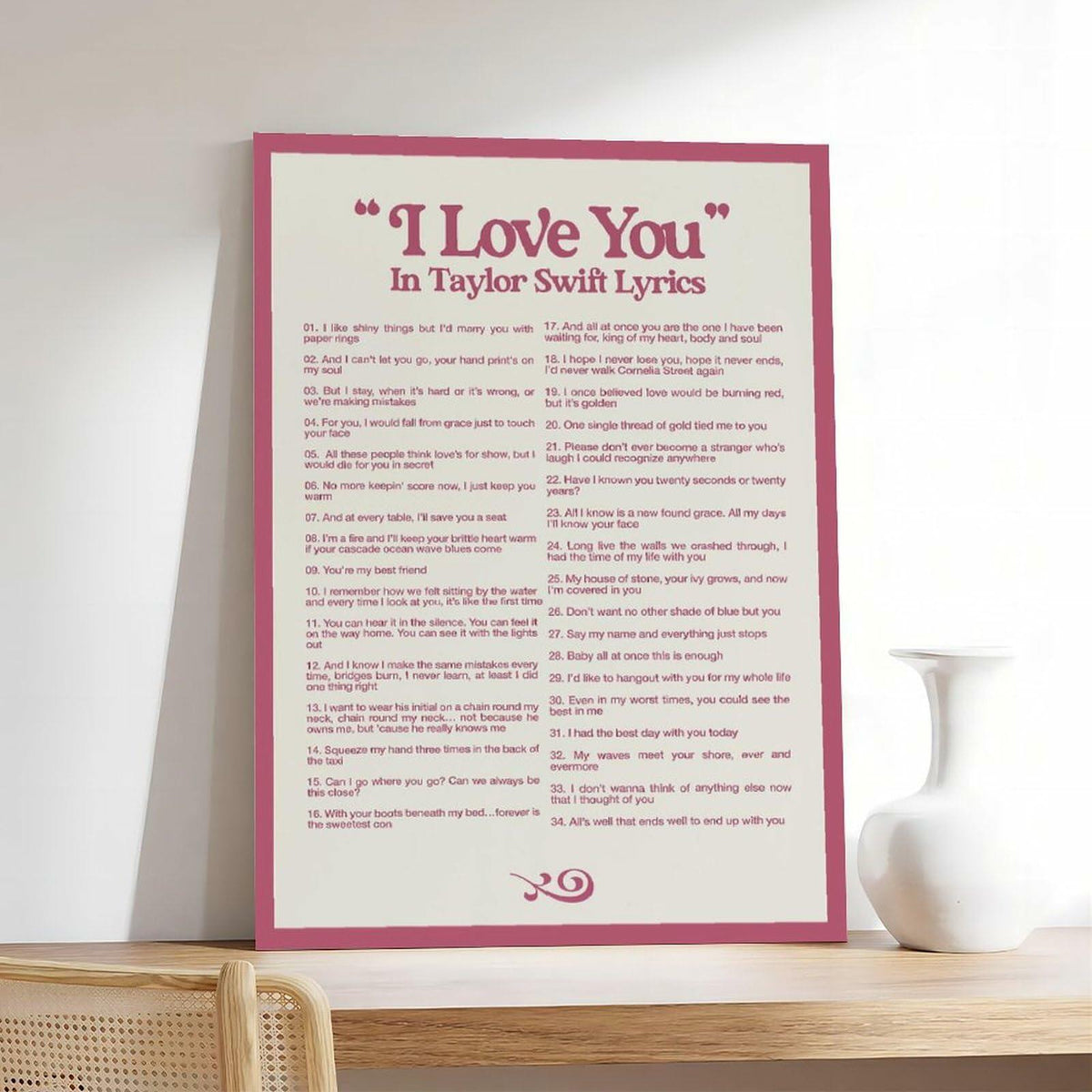 Póster de lienzo con la letra de I LOVE YOU de 12x18, decoración de pared para dormitorio, sin marco
