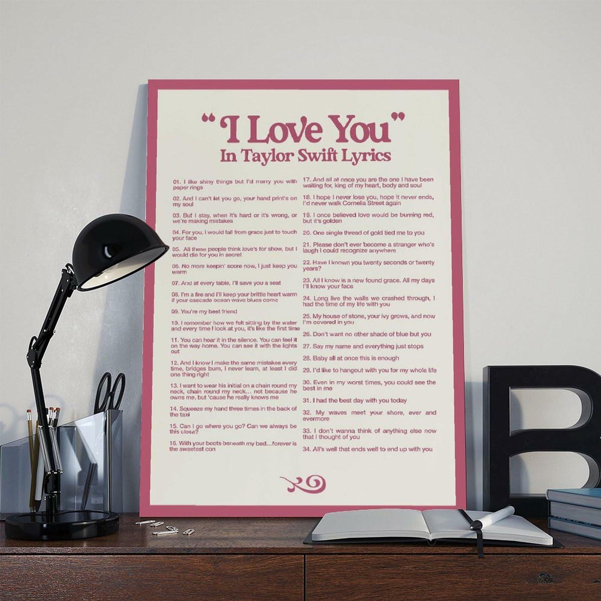 Póster de lienzo con la letra de I LOVE YOU de 12x18, decoración de pared para dormitorio, sin marco