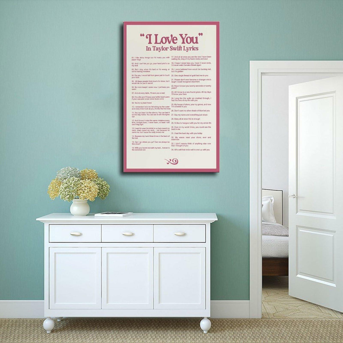 Póster de lienzo con la letra de I LOVE YOU de 12x18, decoración de pared para dormitorio, sin marco