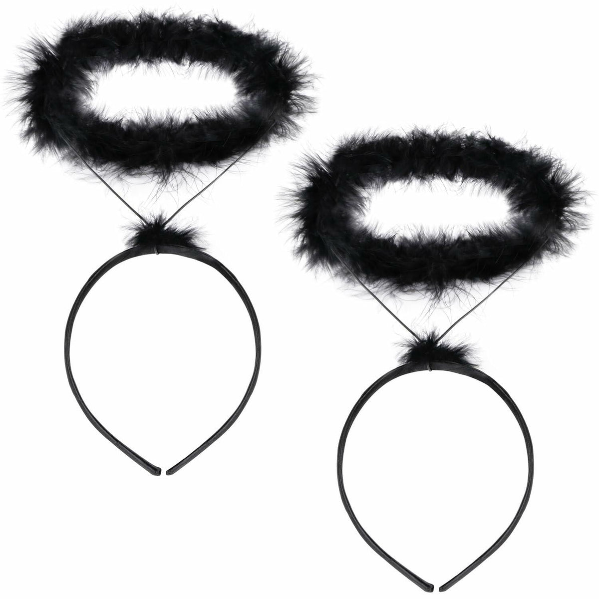 UNIME Pack de 2 diademas de halo de ángel con plumas negras 14x11.5cm para Halloween