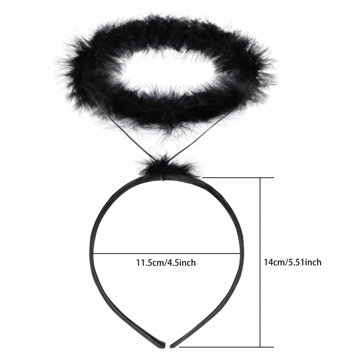 UNIME Pack de 2 diademas de halo de ángel con plumas negras 14x11.5cm para Halloween