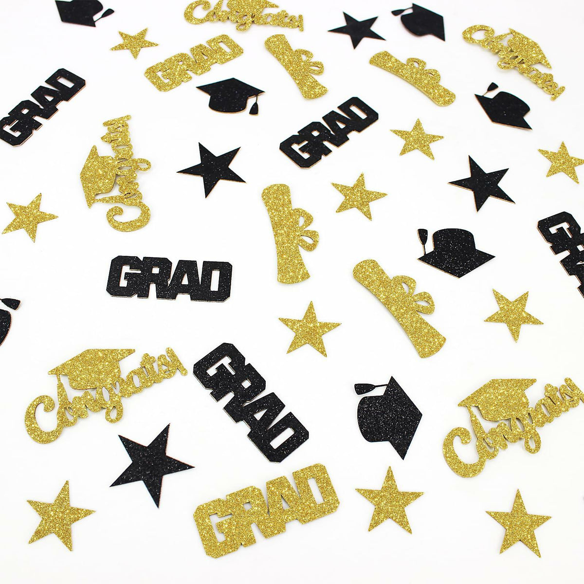 Vofrise 200 piezas Confeti de graduación 2025 azul y dorado, decoración de mesa con forma de birrete y estrella