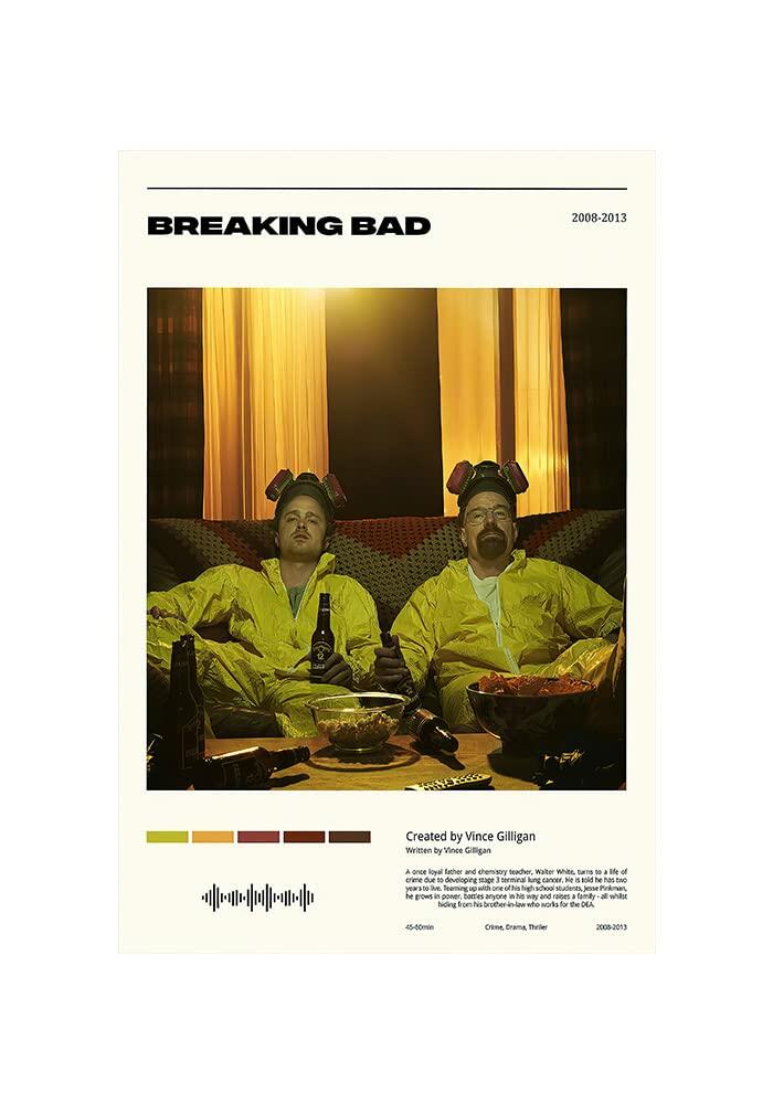 Póster de arte de pared en lienzo de Breaking Bad de Meitux, 12x18 pulgadas, sin marco, decoración de películas