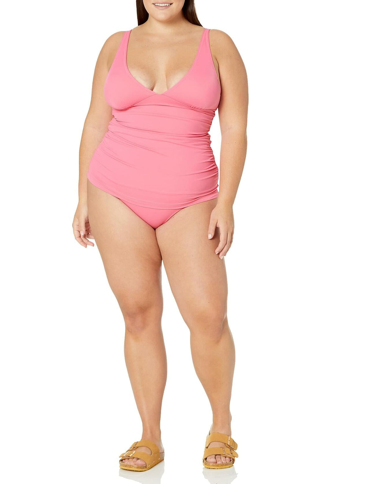 Parte inferior de bikini de tiro alto para mujer Amazon Essentials, rosa fuerte, talla S
