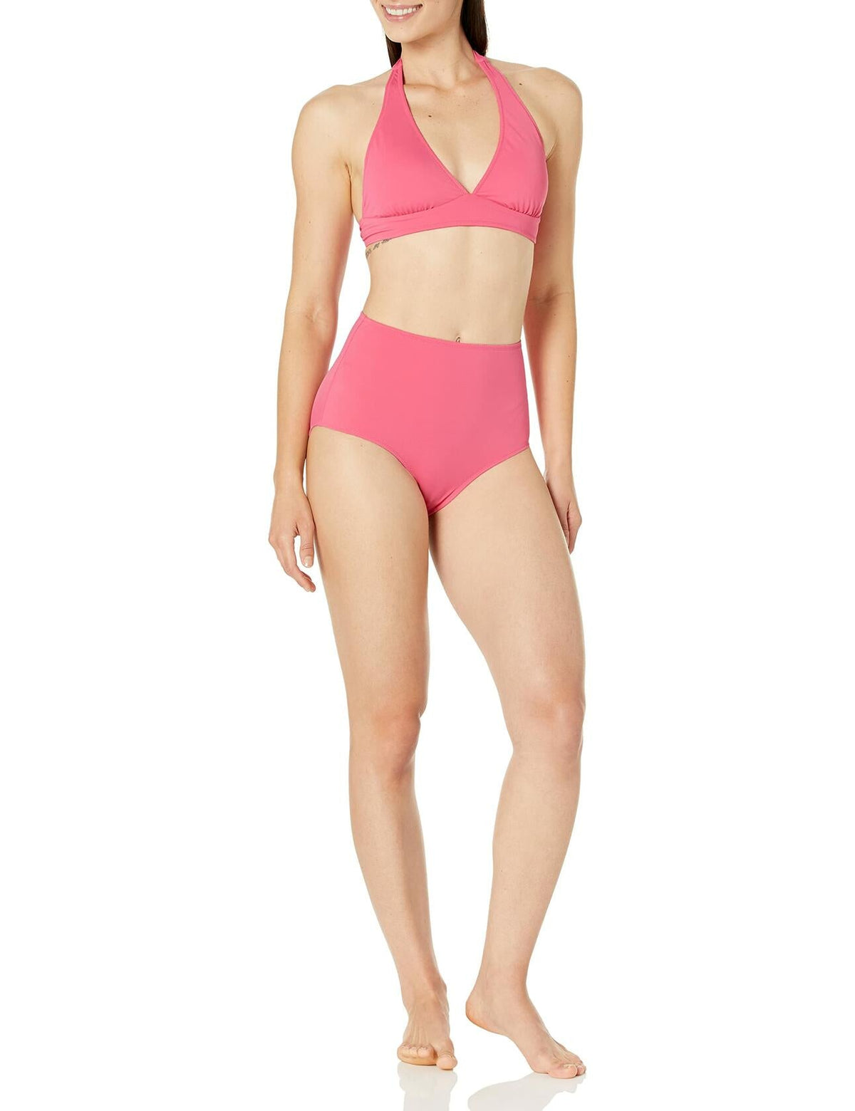 Parte inferior de bikini de tiro alto para mujer Amazon Essentials, rosa fuerte, talla S