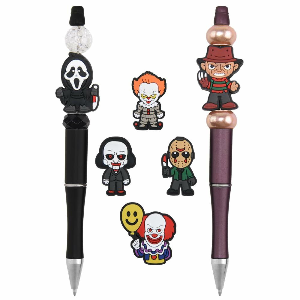 Kit de manualidades de 6 cuentas de calavera de silicona para Halloween Acbeaded, multicolor, acrílico