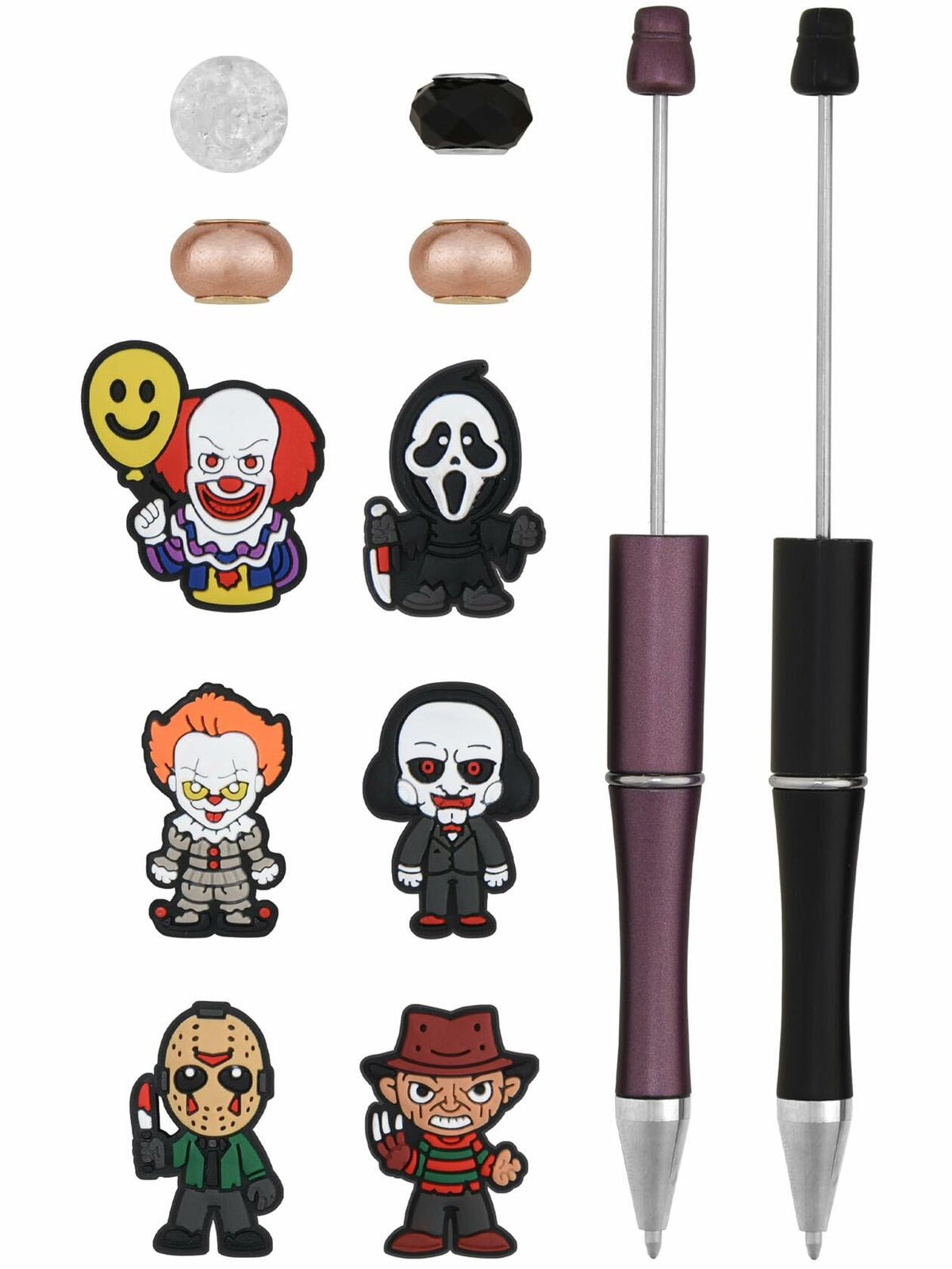 Kit de manualidades de 6 cuentas de calavera de silicona para Halloween Acbeaded, multicolor, acrílico