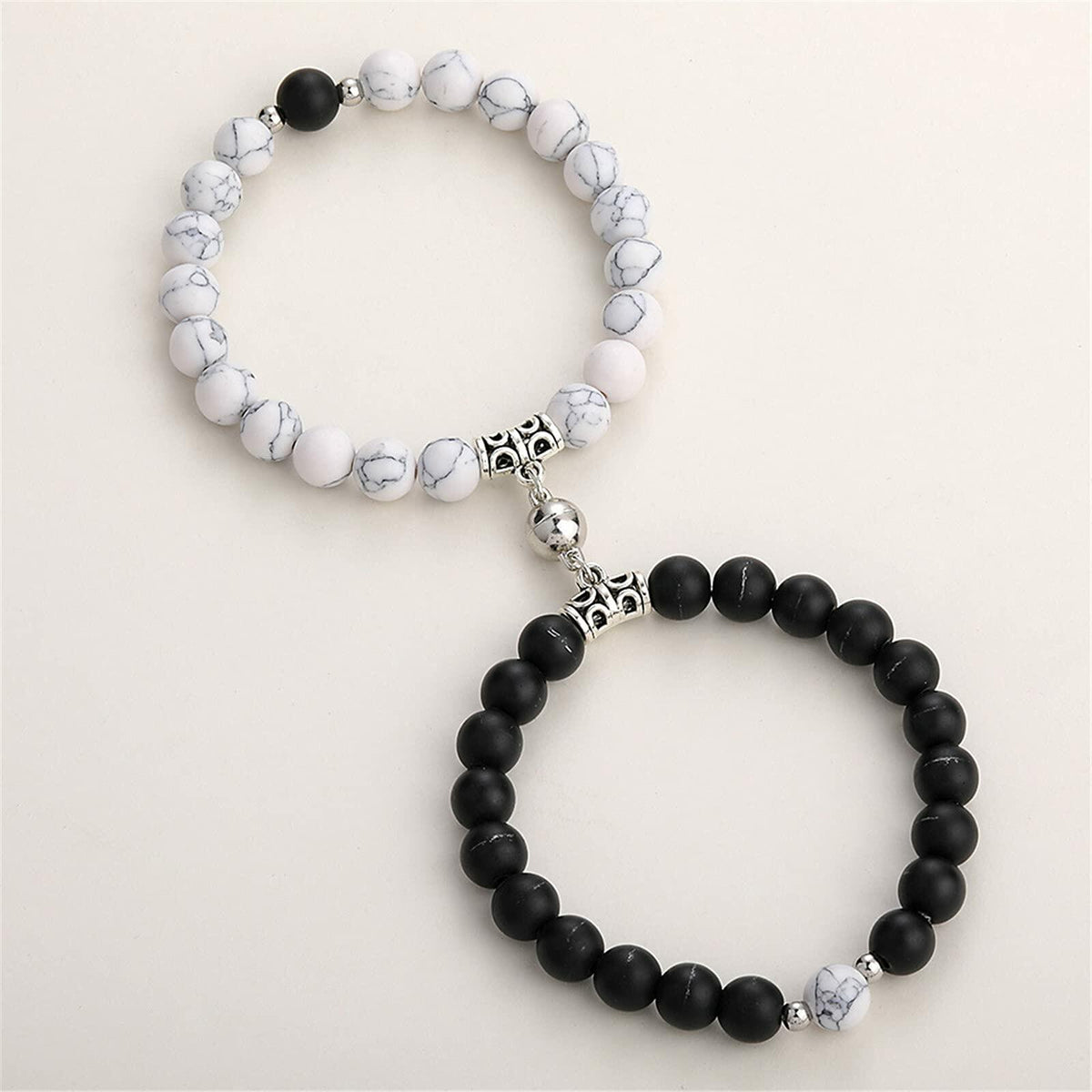 Natural Stone Chakra Tiger Eye Beads Bracelet Set Pink 2Pcs Unisex