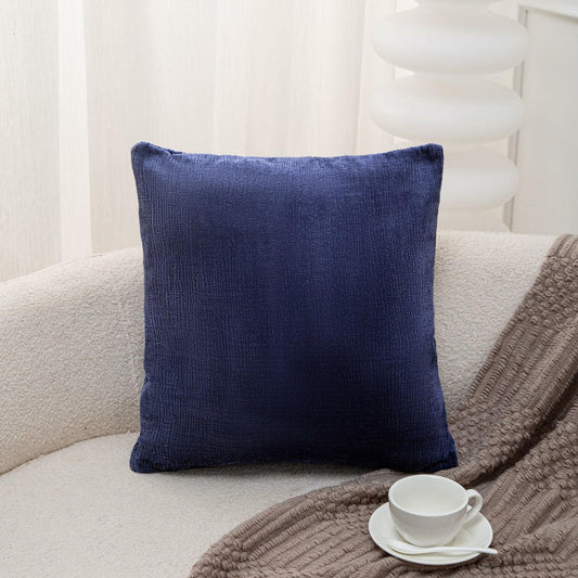 LeFadrie Chenille Pillow Covers Pack of 2 18x18 Midnight Sail Fade-Resistant