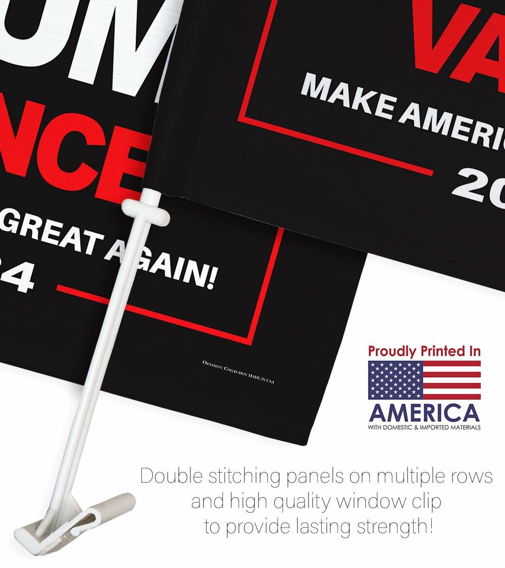 Kit de soporte para ventana con bandera para coche, colección de adornos Trump Vance 2024, EE. UU.