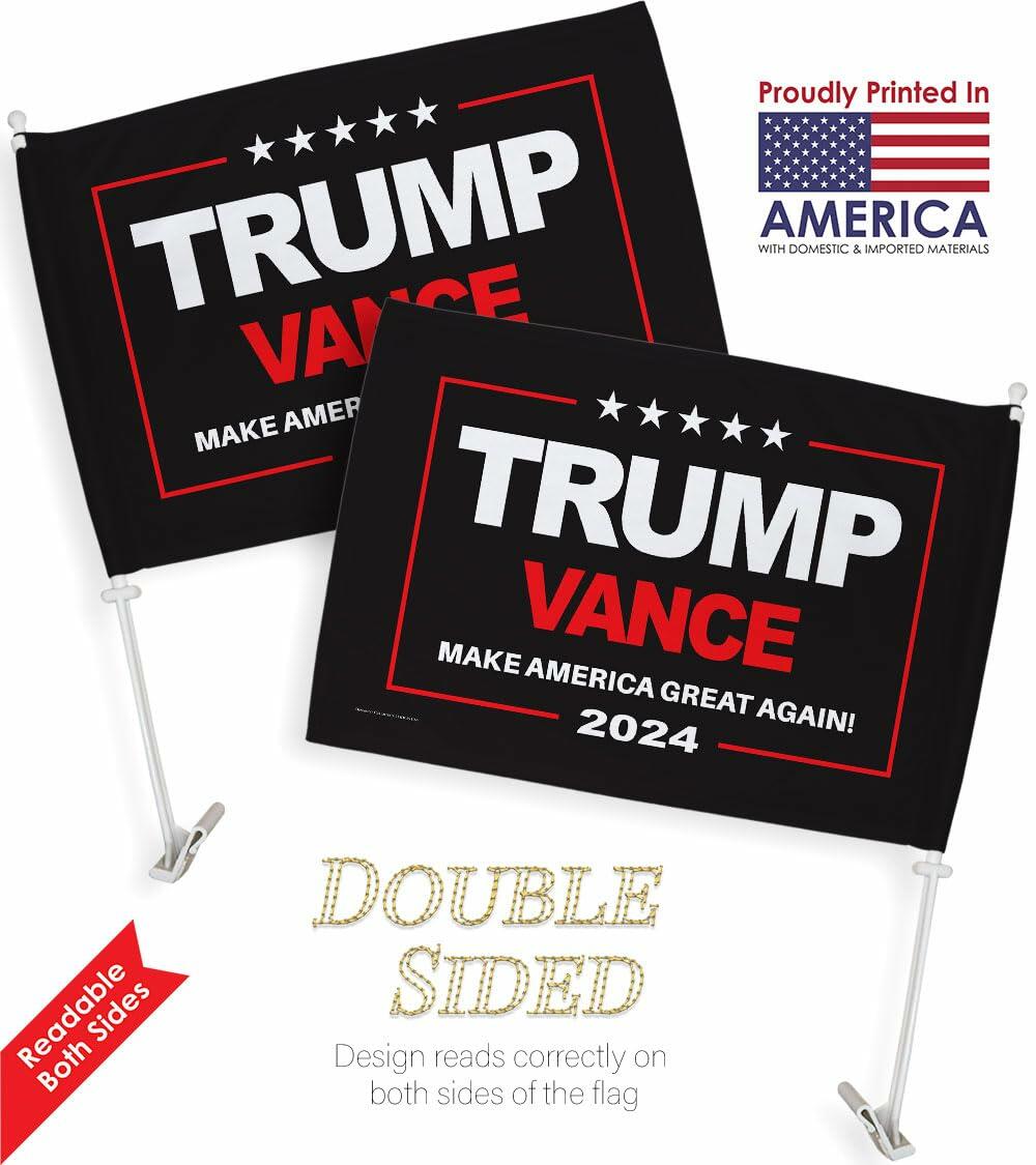 Kit de soporte para ventana con bandera para coche, colección de adornos Trump Vance 2024, EE. UU.