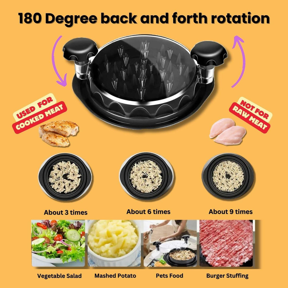 Herramienta para deshebrar pollo CasaFusion con tapa con cepillo y base antideslizante para cocina