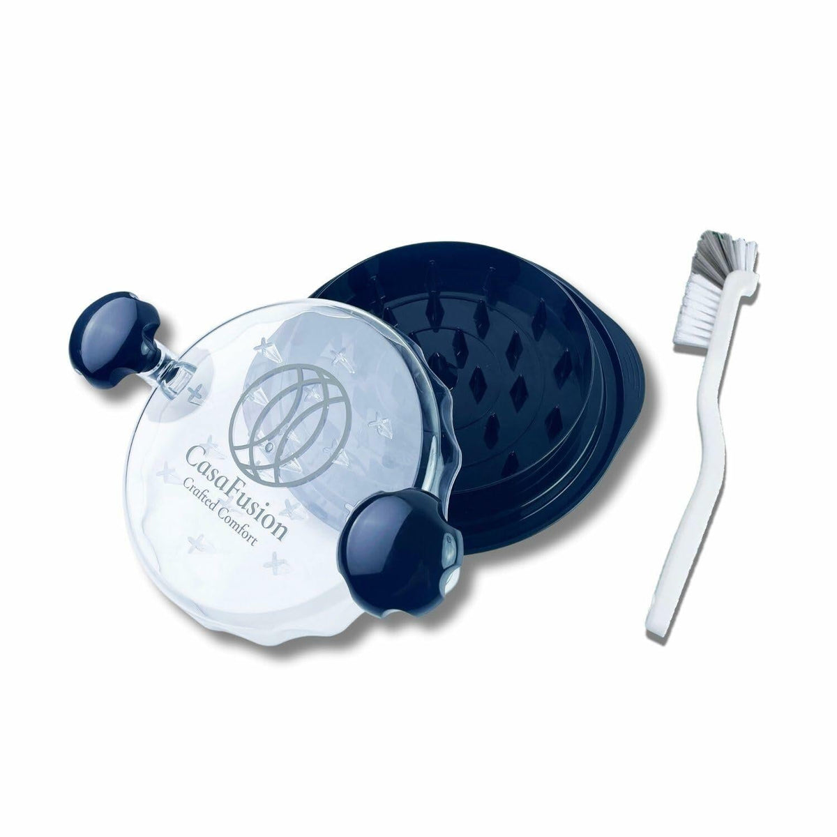 Herramienta para deshebrar pollo CasaFusion con tapa con cepillo y base antideslizante para cocina