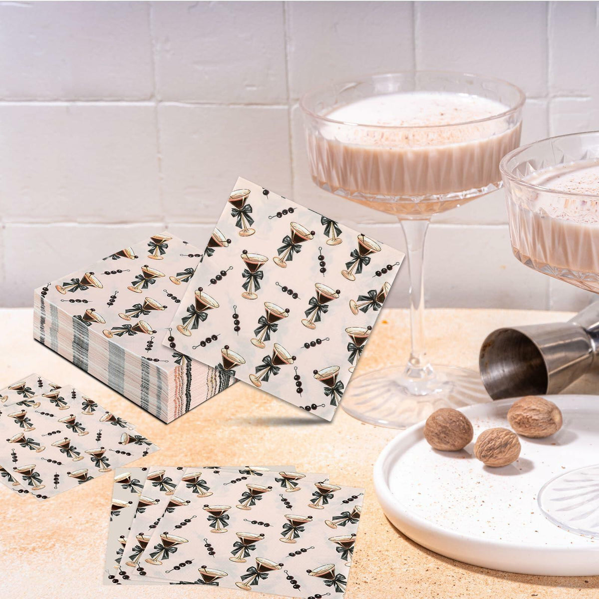 Servilletas para Espresso Martini CHUNNIN, 50 unidades, papel desechable color marrón y rosa para fiestas