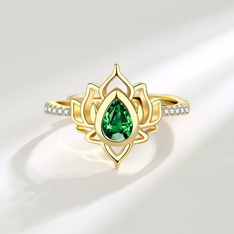 Anillo inspirador XMTYQ de plata S925 con flor de loto y circonita, color plata