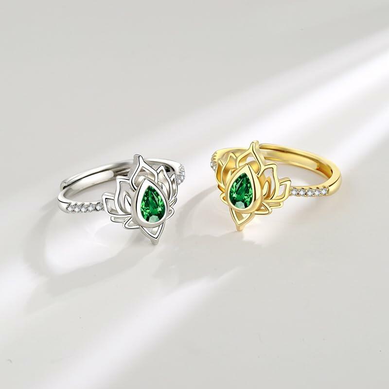 Anillo inspirador XMTYQ de plata S925 con flor de loto y circonita, color plata