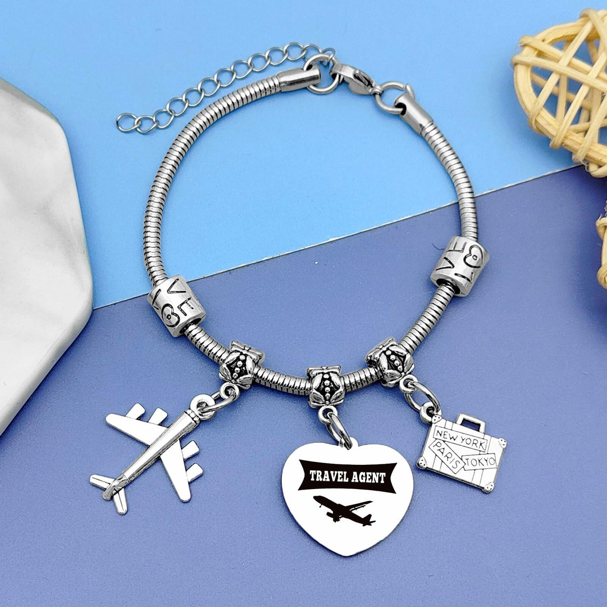 DlaeKua Travel Lover Stainless Steel Bracelet Women Memories Along The Way