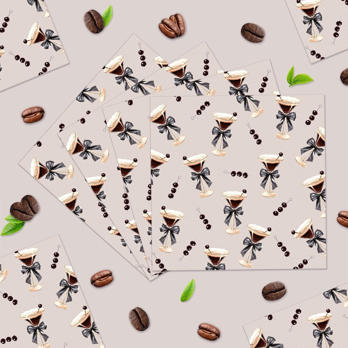 Servilletas para Espresso Martini CHUNNIN, 50 unidades, papel desechable color marrón y rosa para fiestas
