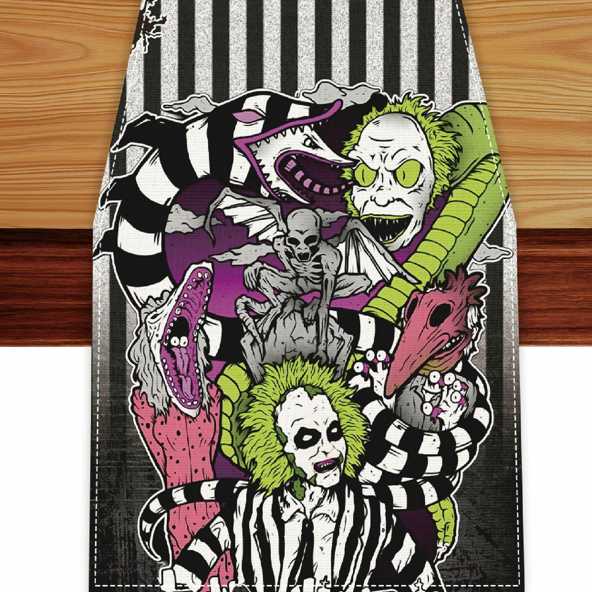 Camino de mesa de Halloween negro, decoración de fiesta estacional, 13x72 pulgadas