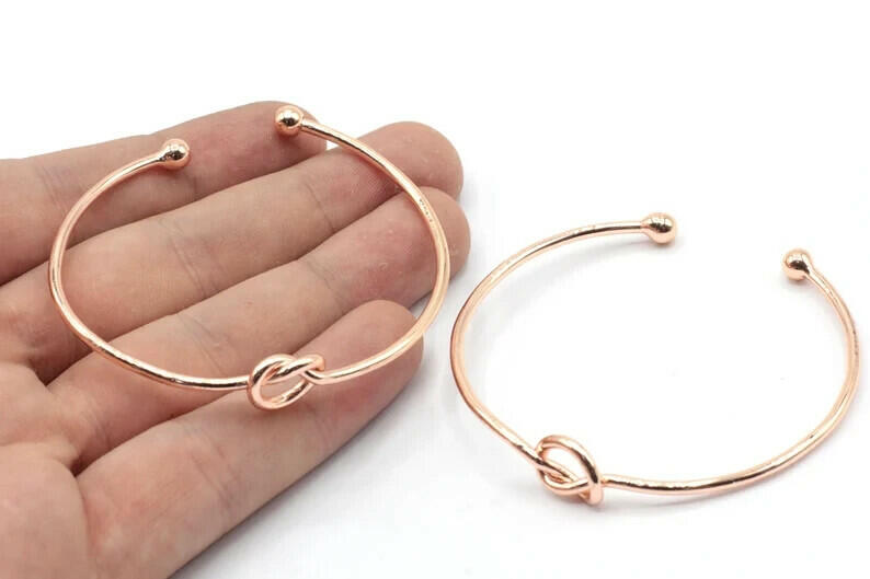 Pulsera brazalete abierto de acero inoxidable sin marca, diseño de nudo infinito, 2 piezas