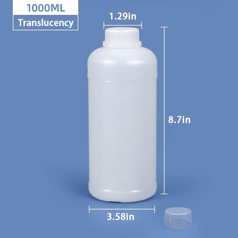 ASEVAT Botella de reactivo de plástico HDPE de 33.8 oz, boca ancha con tapa de rosca, 2 piezas