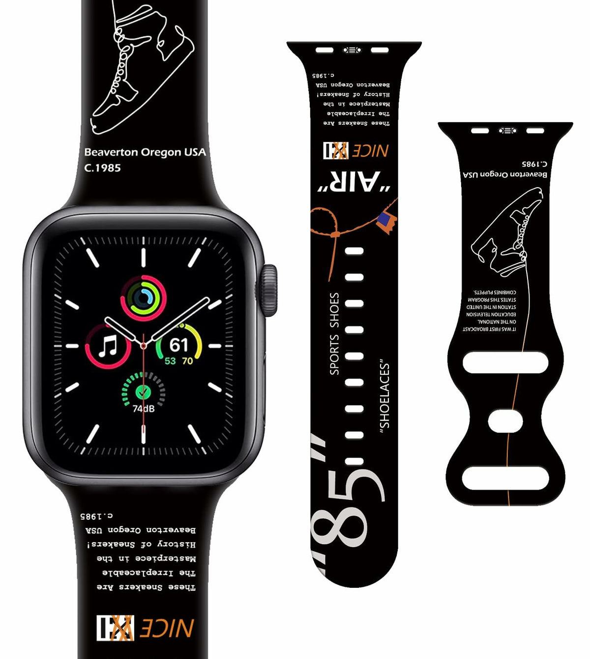 GSDUGYBG Sports Silicone Watch Band Waterproof Black Compatible 38-49mm