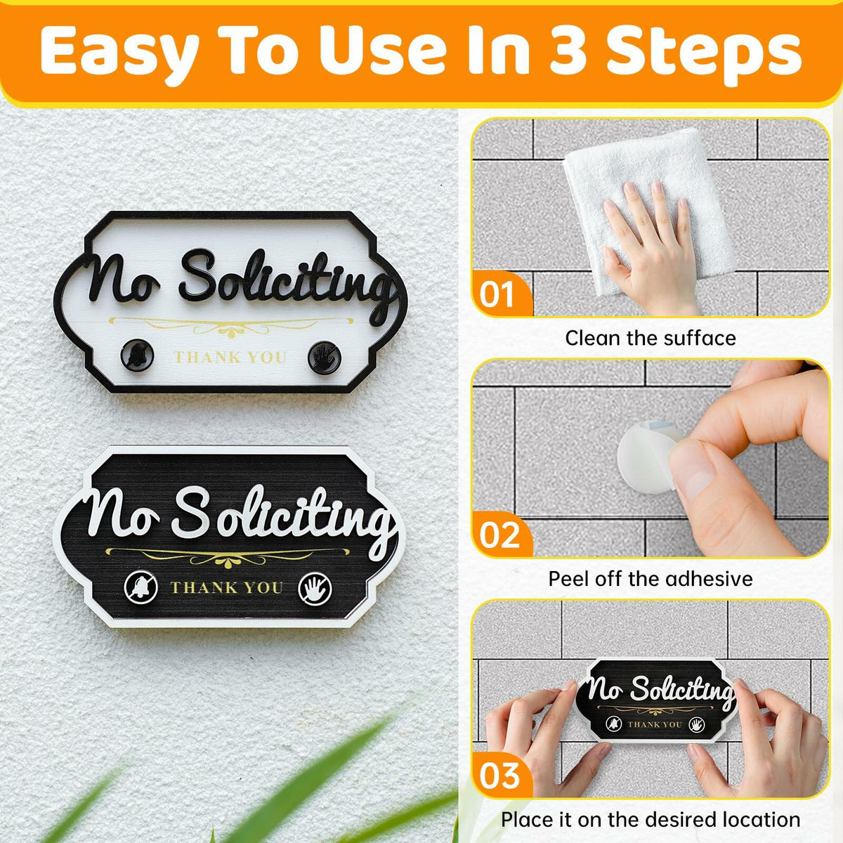 Aurastem - Letrero de madera de 2 piezas para no solicitar, decoración pequeña y divertida para el hogar o negocio