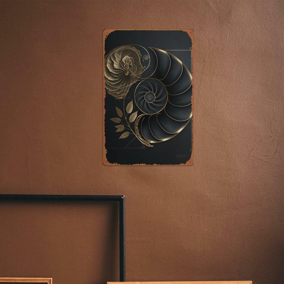 Letrero de metal con la proporción áurea de Fibonacci, 8x12, arte de pared retro, decoración para el hogar