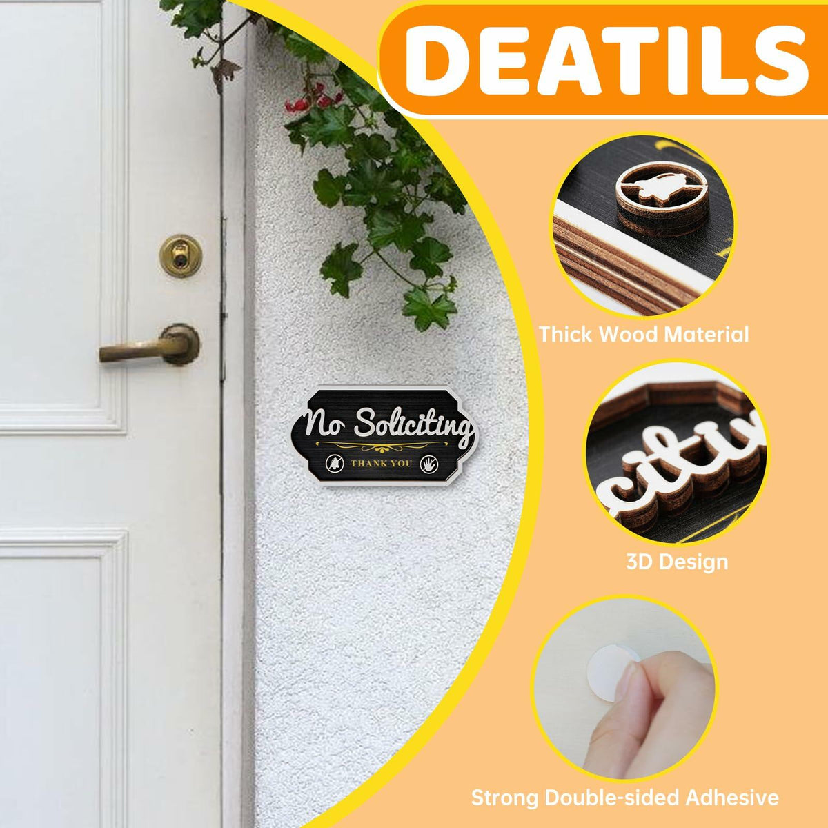 Aurastem - Letrero de madera de 2 piezas para no solicitar, decoración pequeña y divertida para el hogar o negocio