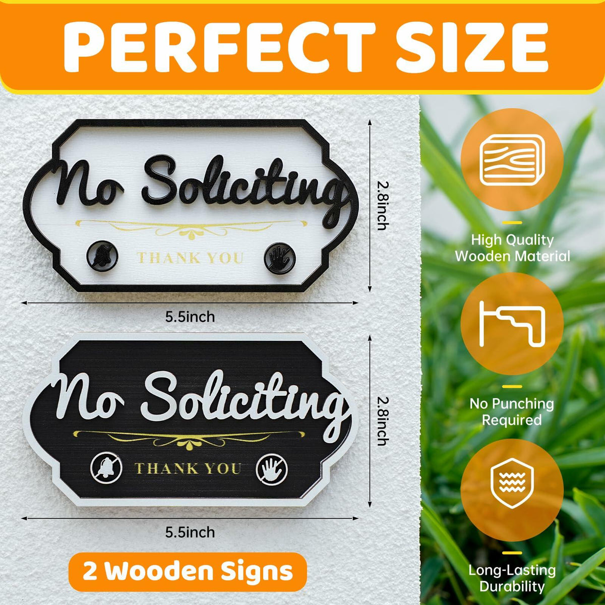 Aurastem - Letrero de madera de 2 piezas para no solicitar, decoración pequeña y divertida para el hogar o negocio