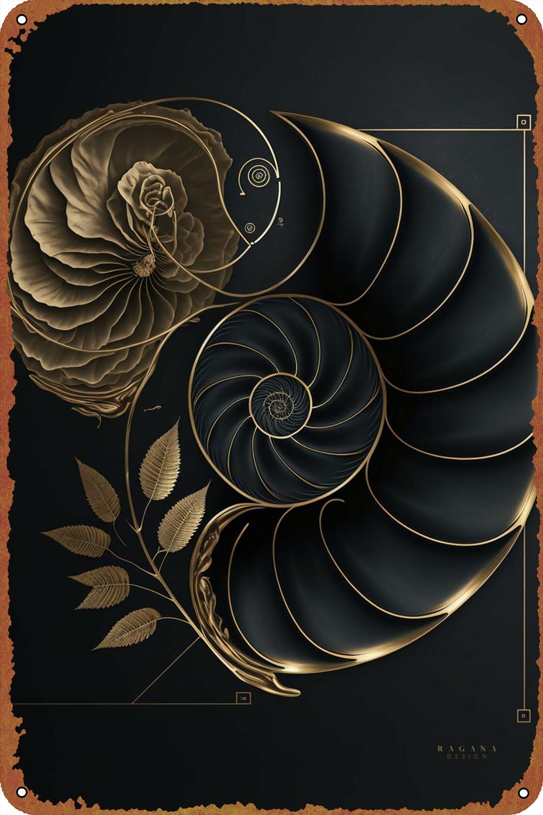Letrero de metal con la proporción áurea de Fibonacci, 8x12, arte de pared retro, decoración para el hogar