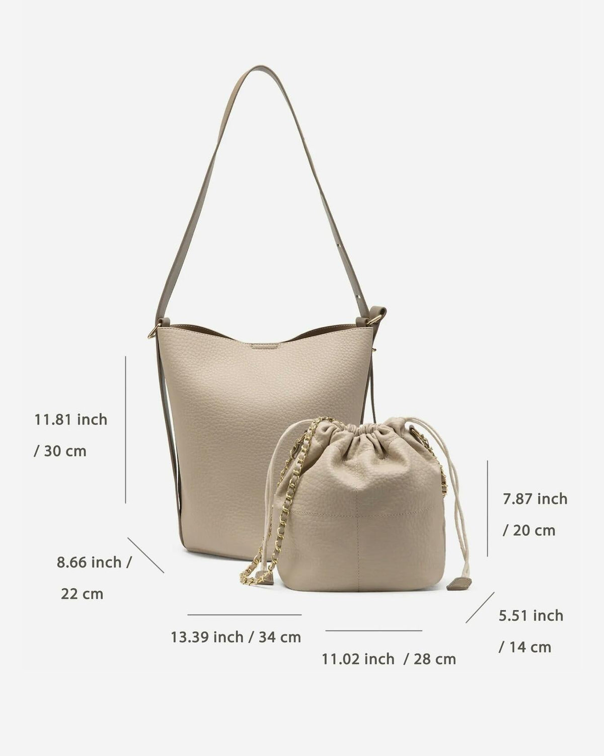 Bolso de mano elegante para mujer con asa superior y correa desmontable, color albaricoque