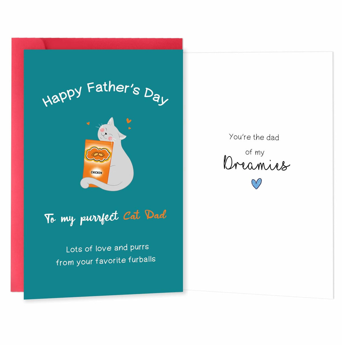 Tarjeta de felicitación para el Día del Padre de IDU, divertida, para un papá amante de los gatos, regalo sincero, color ZN157