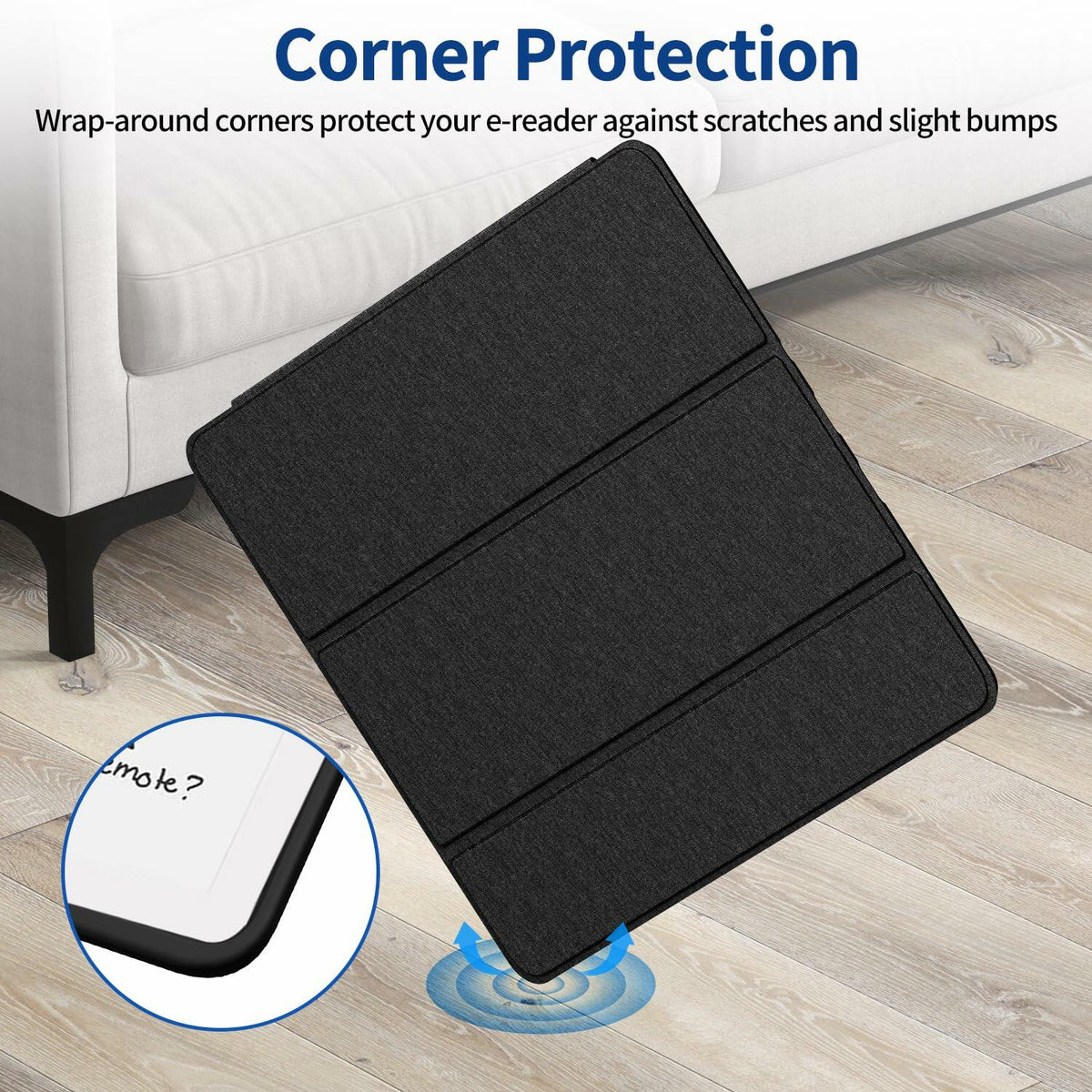 Funda con soporte de piel sintética Sanyetral, dos ángulos, portalápices, función de encendido/apagado automático, color negro