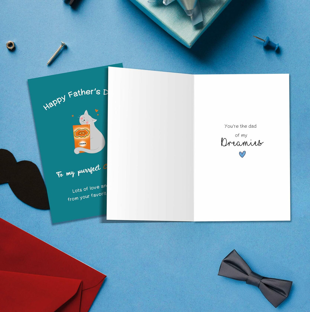 Tarjeta de felicitación para el Día del Padre de IDU, divertida, para un papá amante de los gatos, regalo sincero, color ZN157
