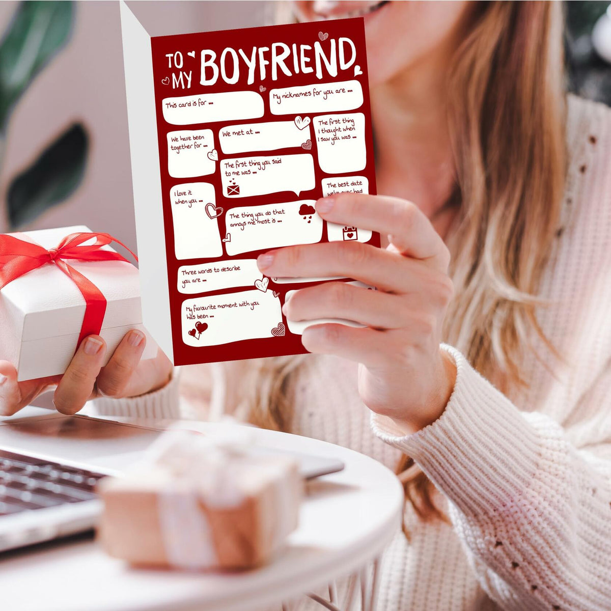 Tarjeta de San Valentín Pawzity para novio, 5.3x8 pulgadas, plegado sencillo con sobre, para él 09