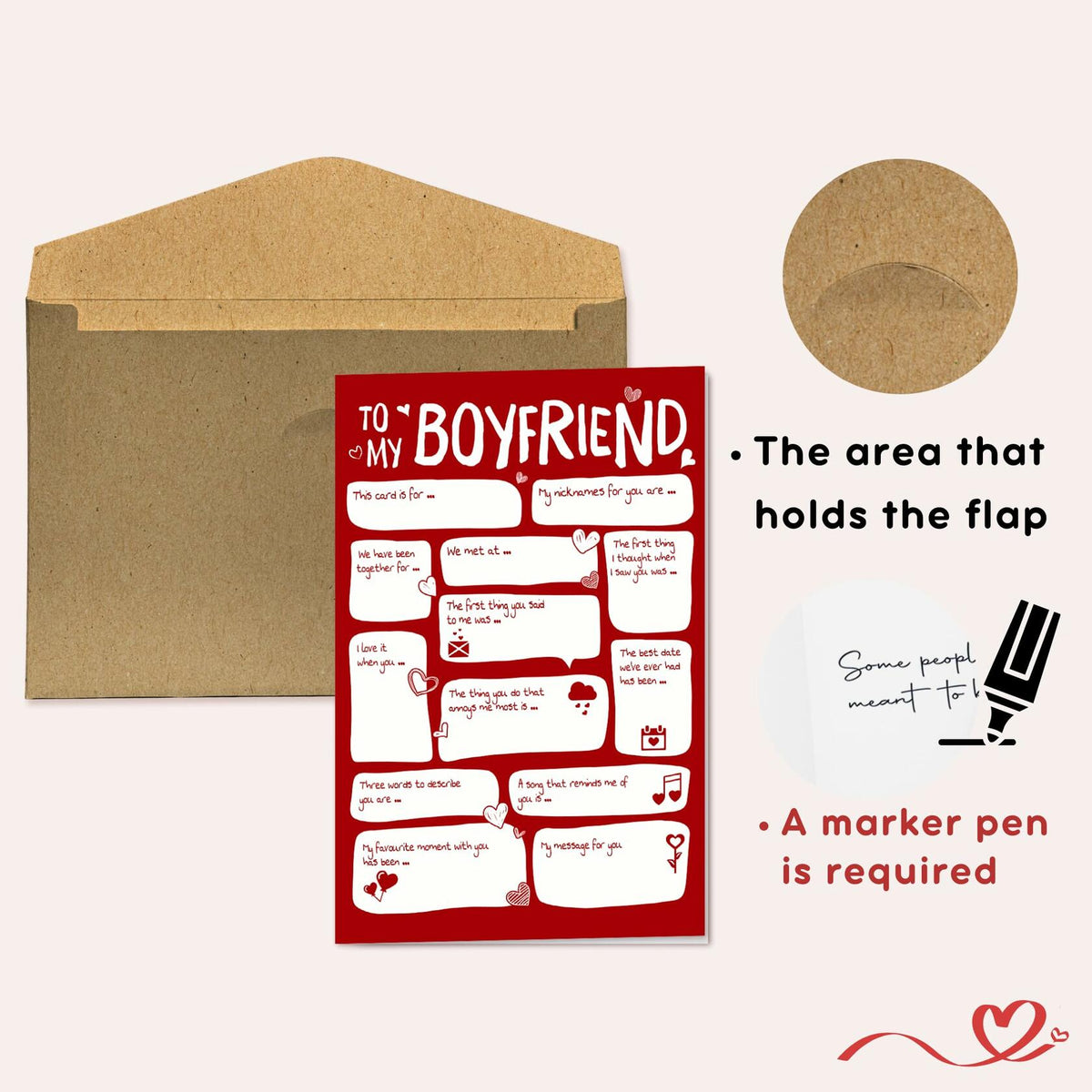 Tarjeta de San Valentín Pawzity para novio, 5.3x8 pulgadas, plegado sencillo con sobre, para él 09