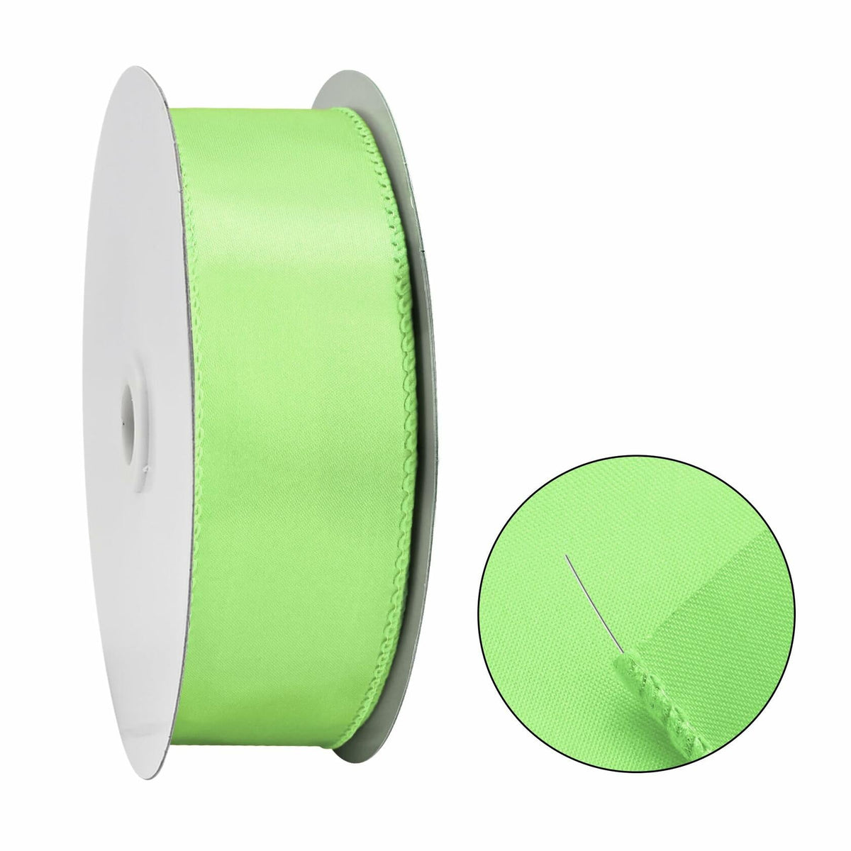 BVIEAKD Cinta de satén con borde alambre color verde salvia, 1.5 pulgadas x 25 yardas para manualidades y decoración