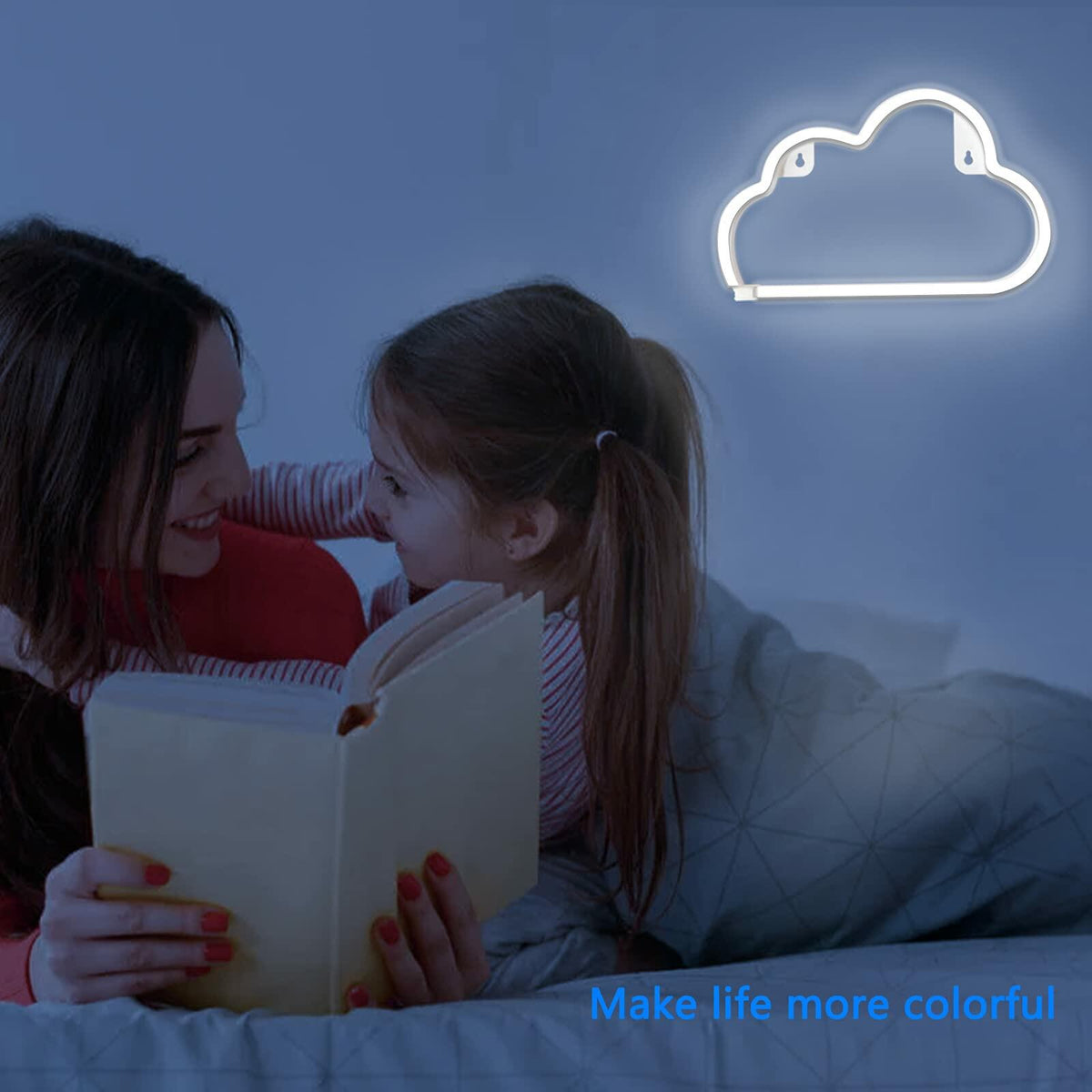 [Como nuevo] Letrero de neón de nube BerniceKelly, decoración de pared LED, alimentado por batería o USB, color blanco