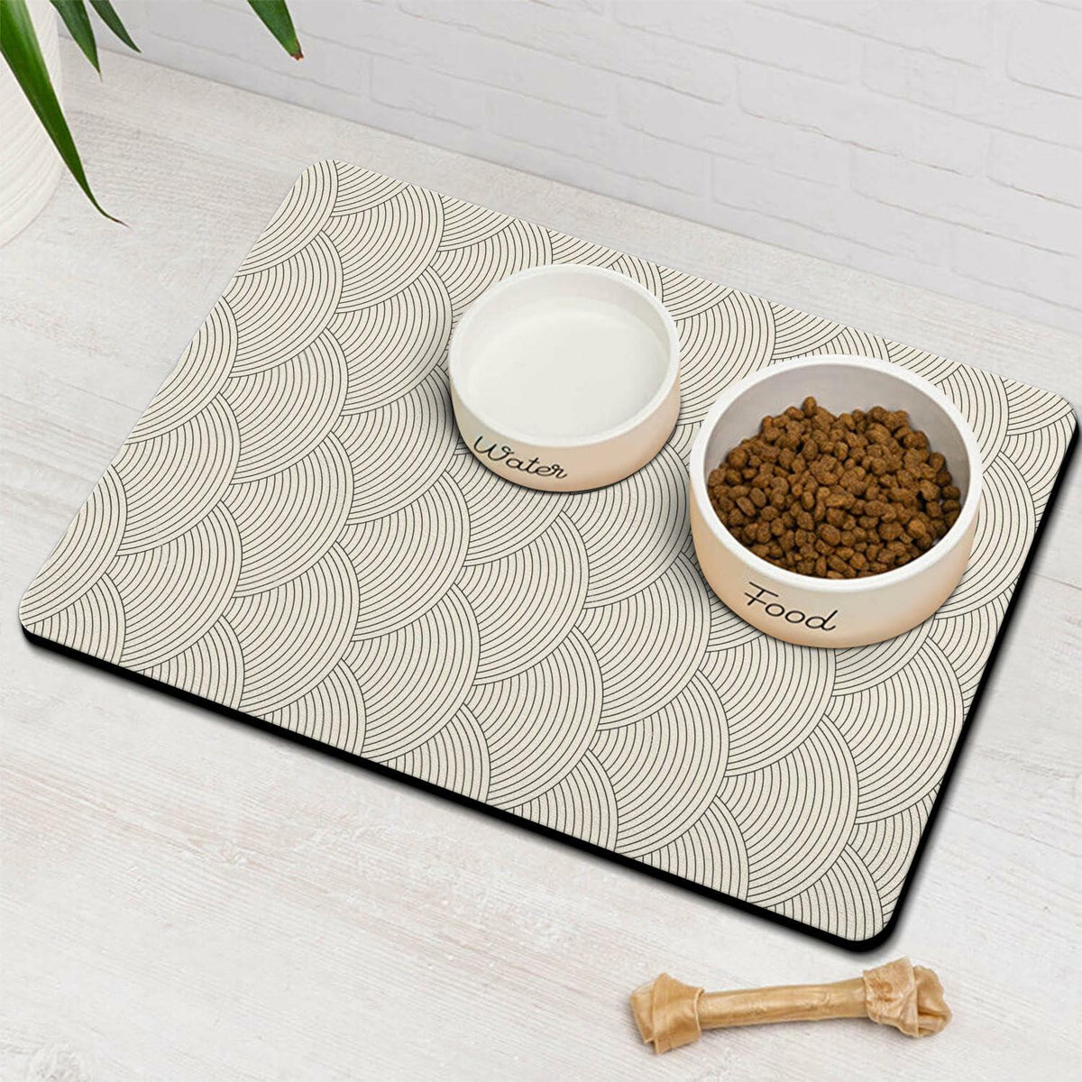 Tapete absorbente antideslizante para comedero de perro, negro, 16x24 pulgadas