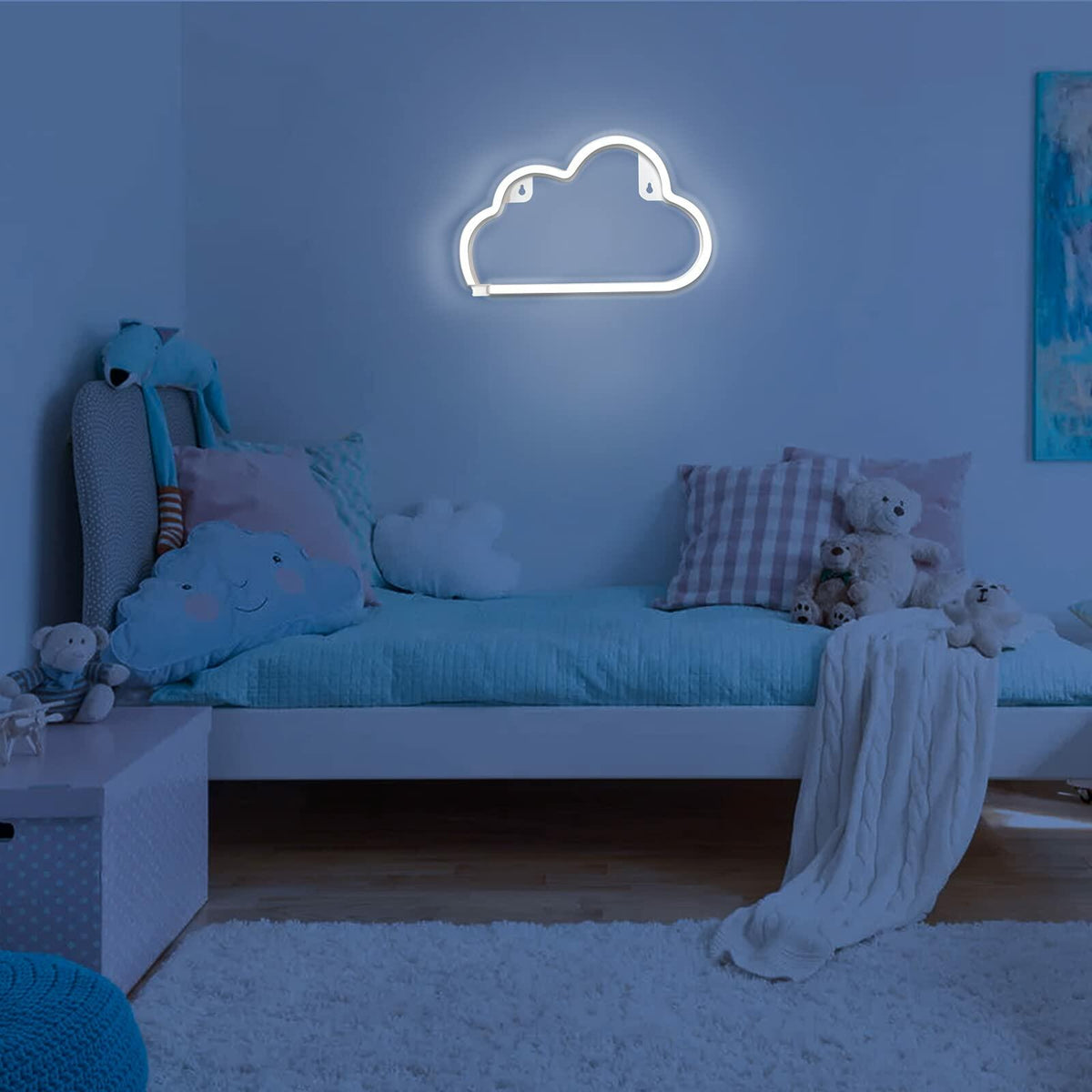 [Como nuevo] Letrero de neón de nube BerniceKelly, decoración de pared LED, alimentado por batería o USB, color blanco