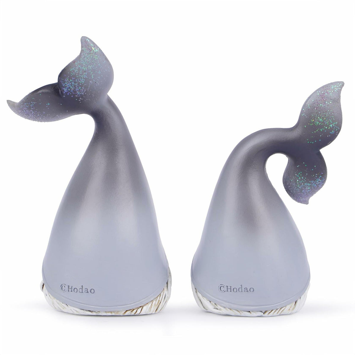 Juego de 2 figuras de resina de gnomos del océano de verano Hodao, sirena, gris, escandinavo
