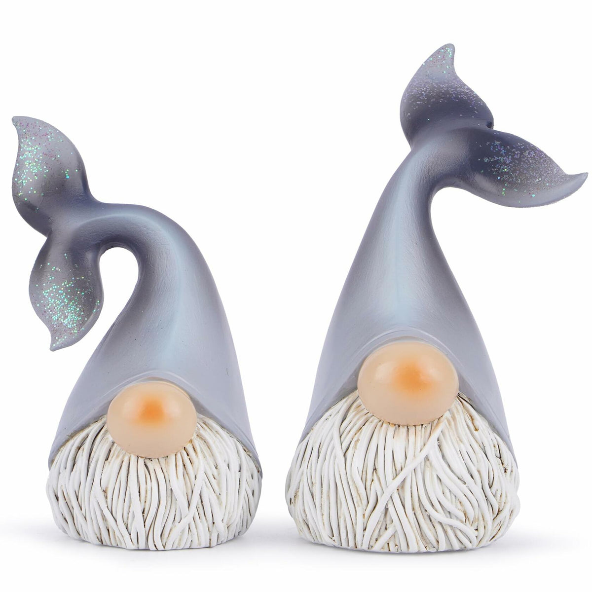 Juego de 2 figuras de resina de gnomos del océano de verano Hodao, sirena, gris, escandinavo