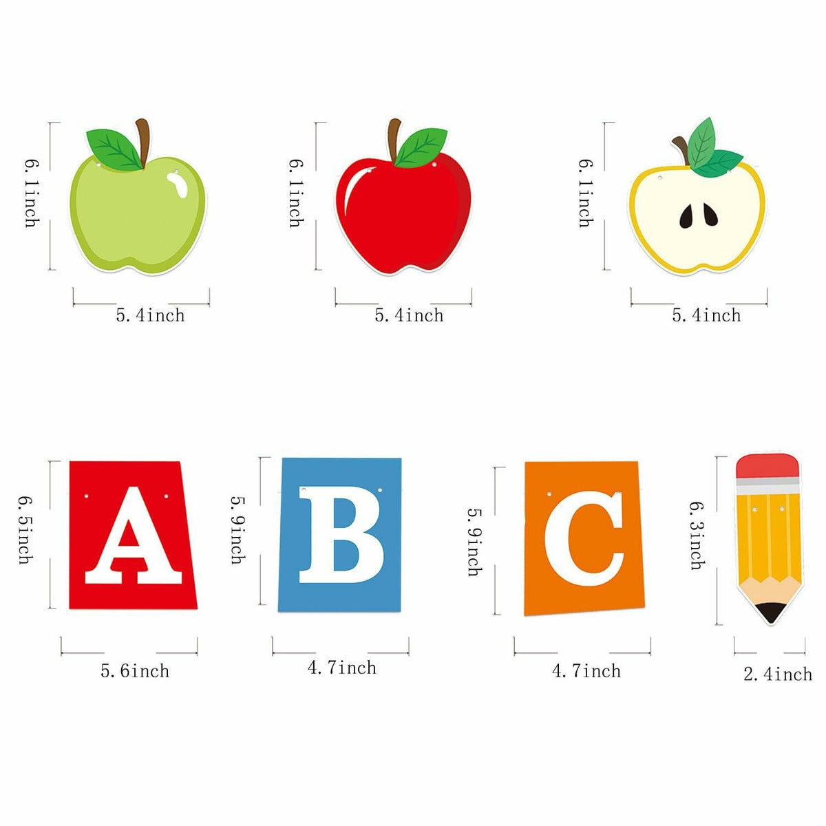 HYELNHUA ABC Banderín de fiesta con alfabeto de manzana, decoración de regreso a clases en rojo y rosa