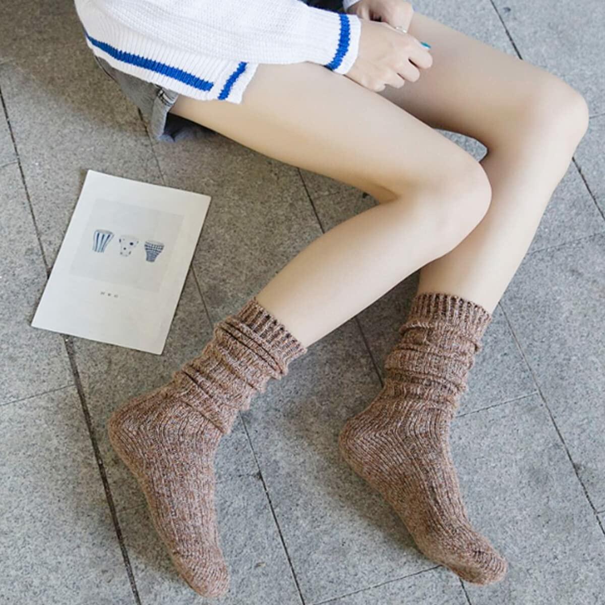 TINTAO Calcetines de lana de punto trenzado para mujer, hasta la rodilla, para invierno, 3 pares, talla 5-11 A06