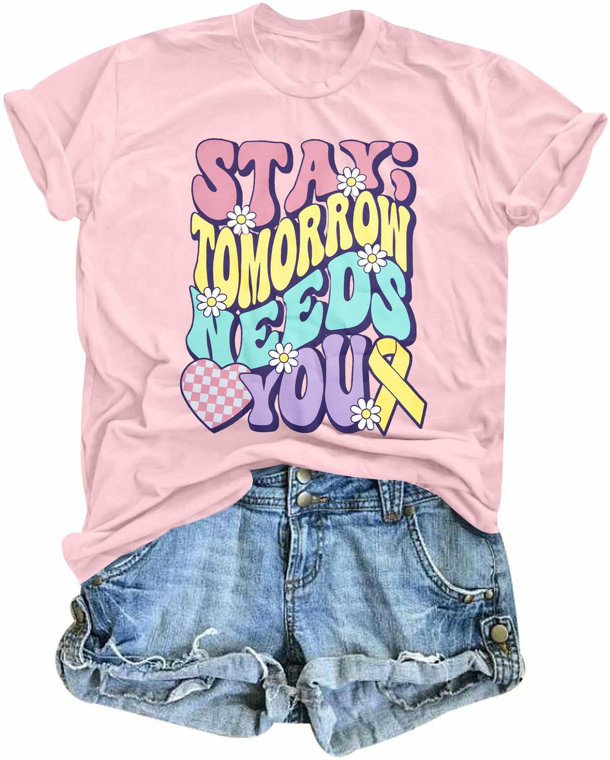 Mental Health Matters Shirt Women Suicide Awareness Tee Light Pink
