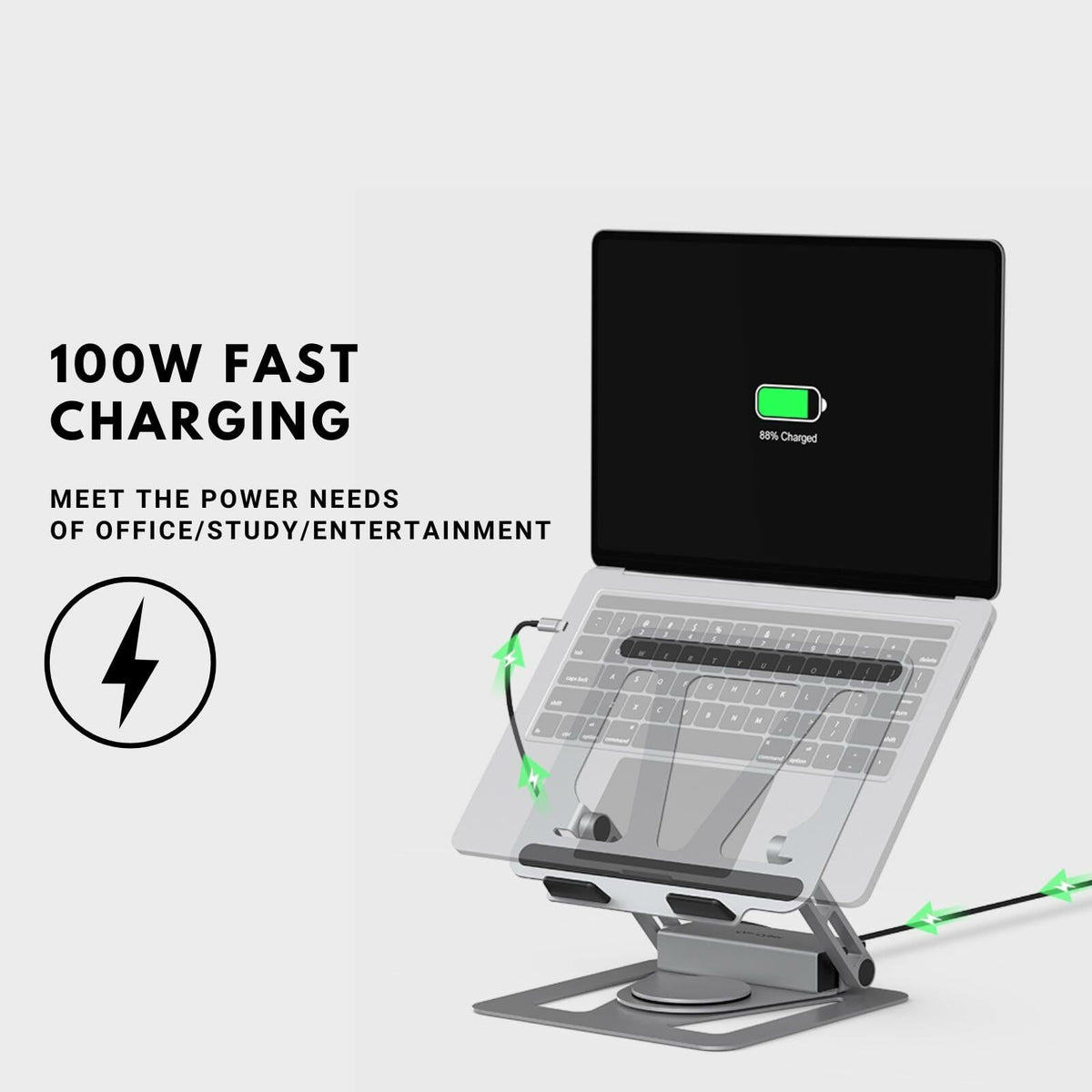 QFI-Cyber 360° Portable Laptop Docking Station USB C Hub 4K HDMI RJ45 Gray